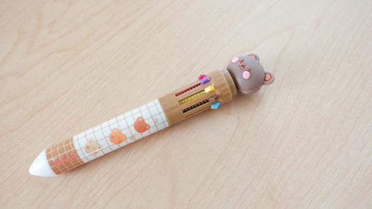 10 Color Teddy Bear Retractable Ballpoint Pen